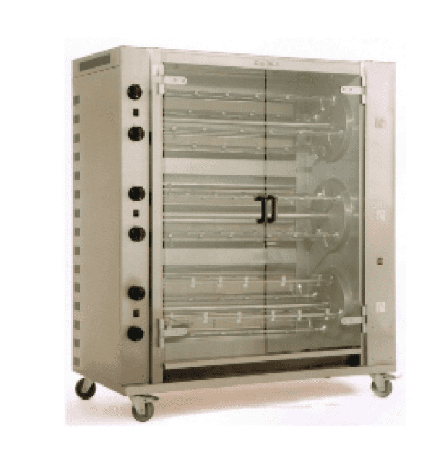 Rôtissoire gaz Multiirotatif 12 broches /72 poulets- MCM 12MR 