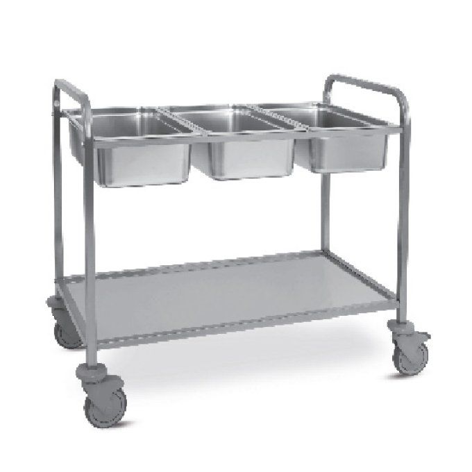 Chariot pour bacs GN, 1 étagère inférieur, 3x GN 1/1, VIRTUS 1550