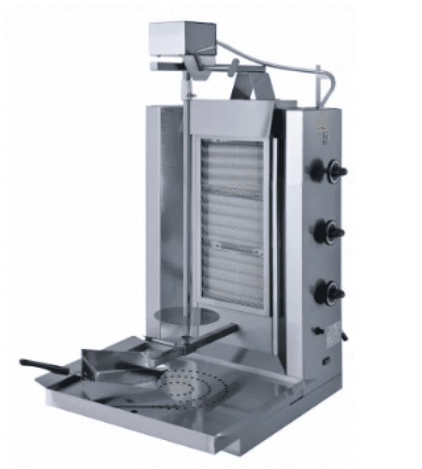 Gril à kebab gaz 3 zones, moteur supérieur, 30 kg VIRTUS ECO3G/N