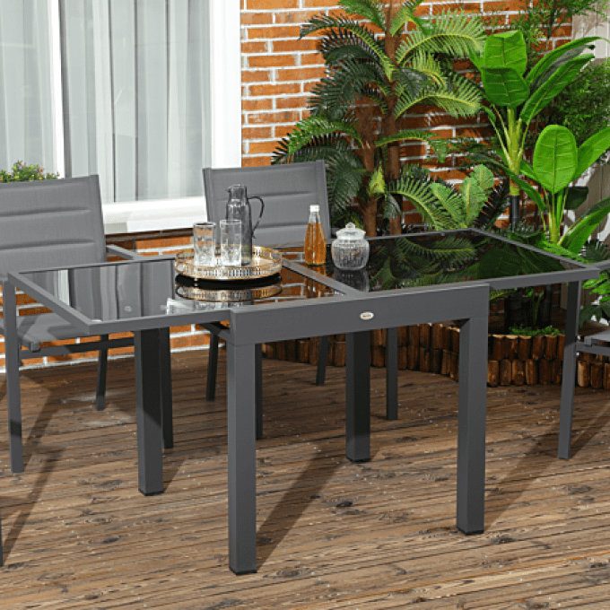 Table extensible de jardin grande dépliée 160L x 80l x 75H cm alu métal époxy anthracite
