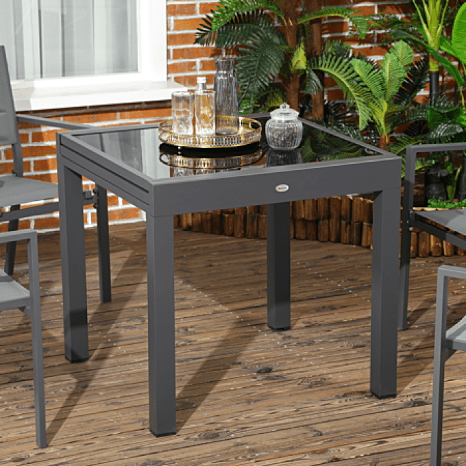 Table extensible de jardin grande dépliée 160L x 80l x 75H cm alu métal époxy anthracite