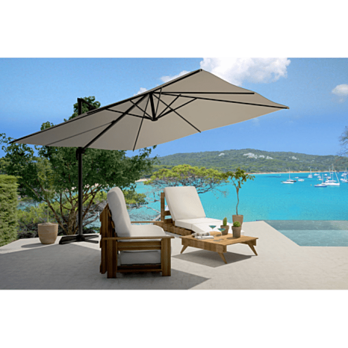 Parasol  déporté Alu  - 3 x 4 m - Gris - 