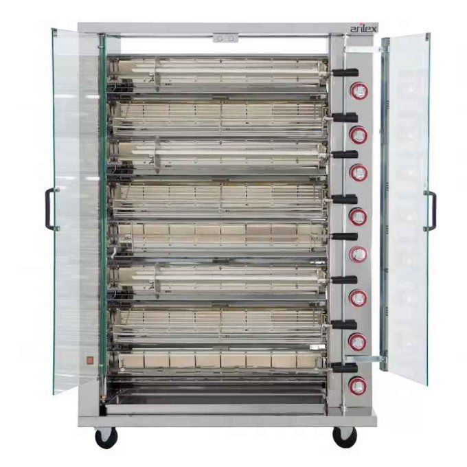 Rôtissoire à Gaz  8 Broches 32-48 poulets ARILEX 8ASG 