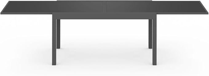 Table de Jardin Extensible Gris Graphite - 8 Places - Aluminium Antirouille Verre trempé - 