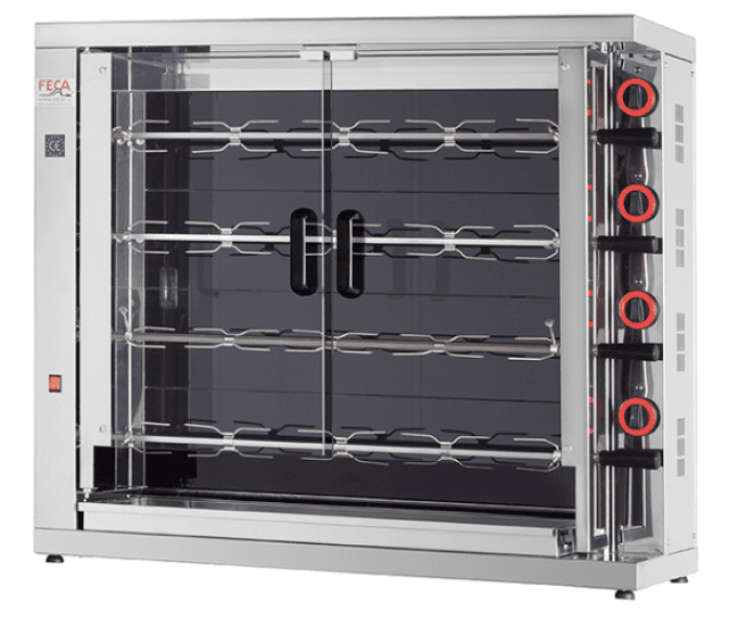 Rôtissoire vitrocéramique 4 broches, 20 à 24 poulets - FECA 420-EKO-V