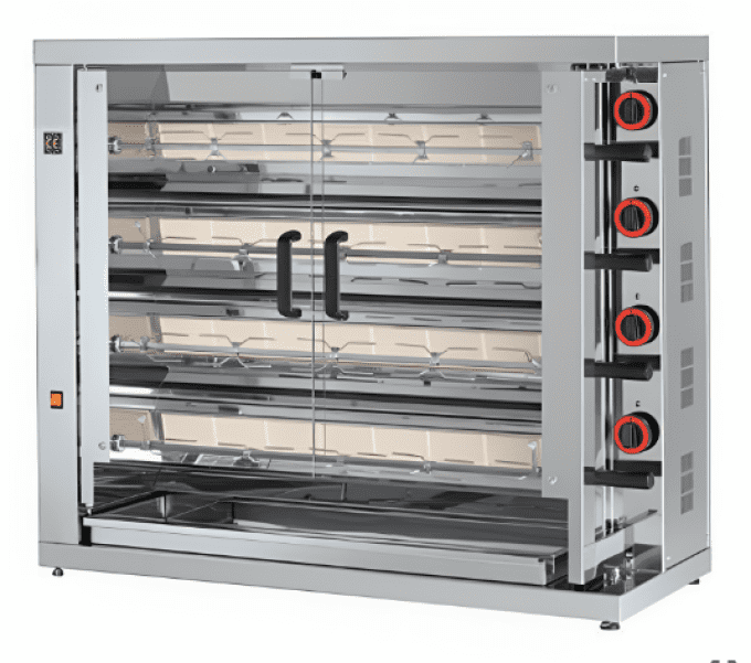 Rôtissoire gaz 4 broches, 20 à 24 poulets - FECA 420-EKO