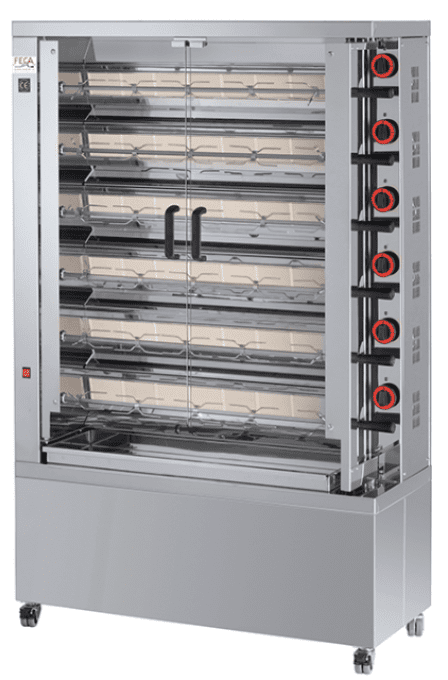 Rôtissoire Gaz, 6 broches, 30 à 36 poulets - FECA 630-EKO