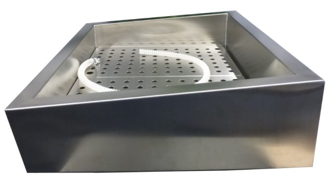 BAC À GLACE PILÉE INCLINÉ 3/1 GN AISI 304  VIDANGE CÔTÉ FONCTIONNEMENT