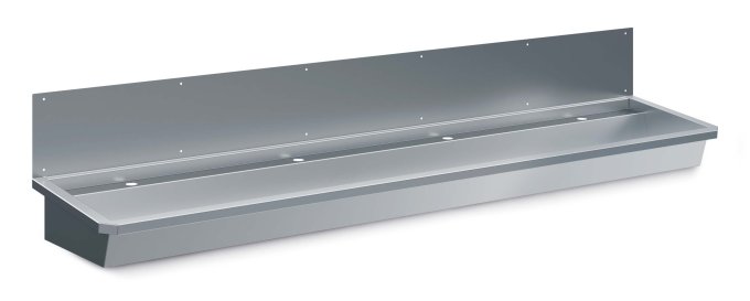 ÉVIER INOX 4 ROBINETS 2400MM  BOUCHON DE VIDANGE ET COUVERCLE ANTI-ÉCLABOUSSURES INCLUS