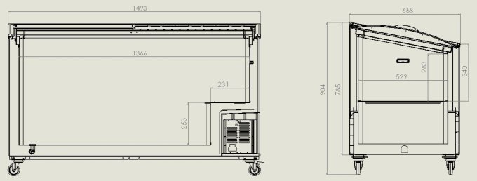 CONGÉLATEUR BAHUT COUVERCLE EN VERRE 461 L
