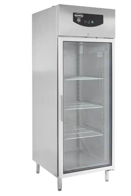 RÉFRIGÉRATEUR EN ACIER INOX 1 PORTE EN VERRE