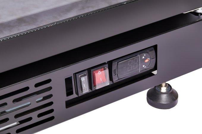 RÉFRIGÉRATEUR 3 PORTES EN VERRE NOIR NAP-1200 HT - AVEC PORTE CHAUFFANTE