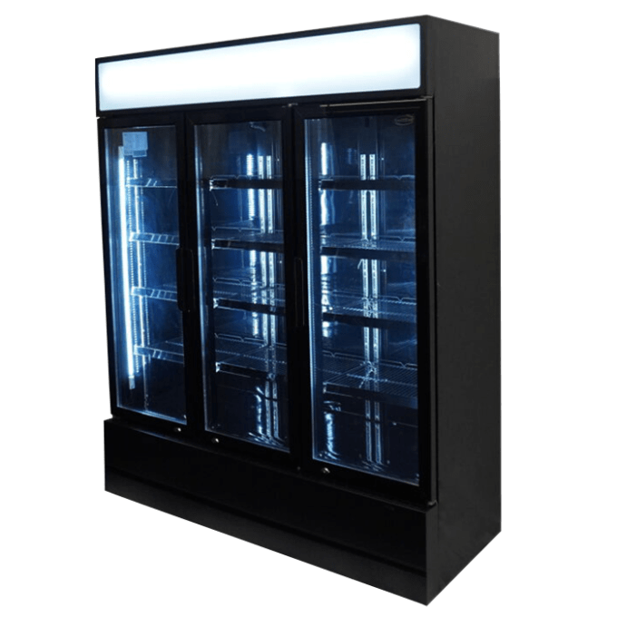 RÉFRIGÉRATEUR 3 PORTES EN VERRE NOIR FCU-1200 BL