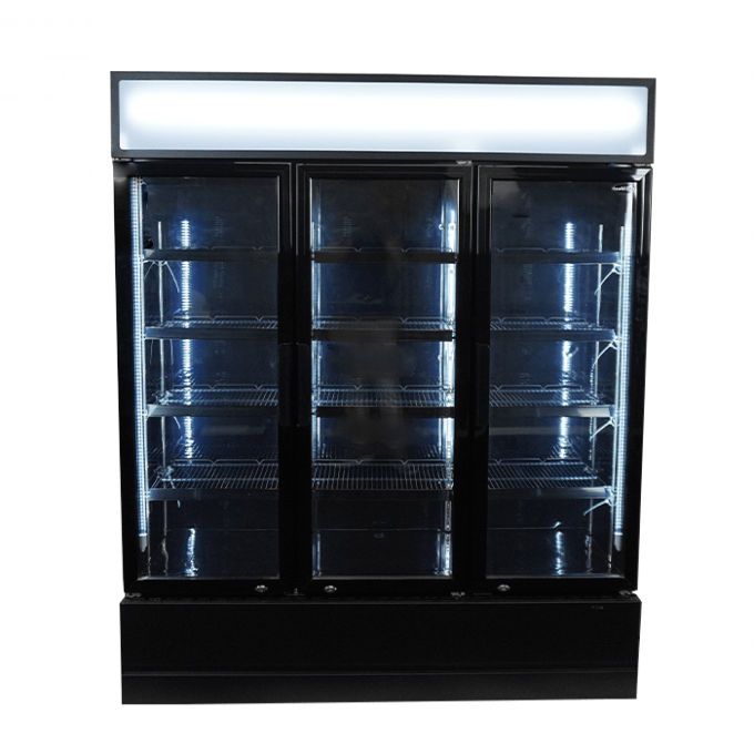RÉFRIGÉRATEUR 3 PORTES EN VERRE NOIR FCU-1200 BL