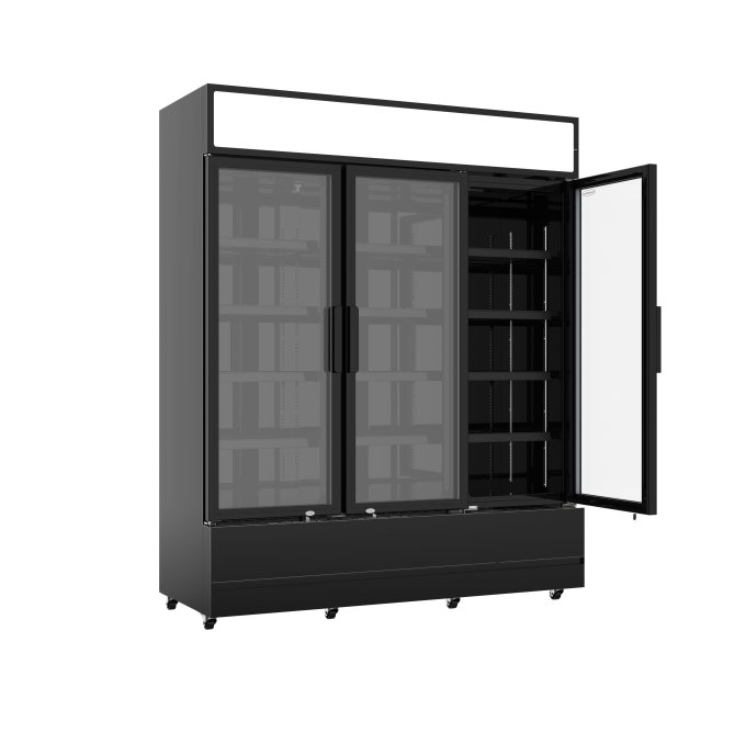 RÉFRIGÉRATEUR 3 PORTES EN VERRE NOIR FCU-1200 BL
