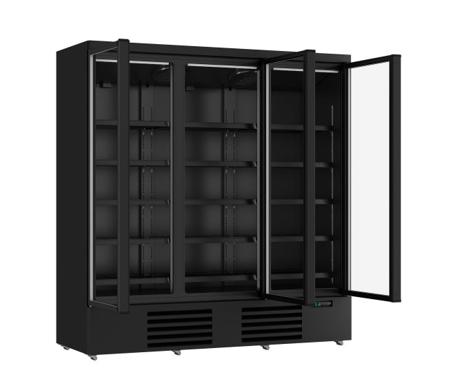 RÉFRIGÉRATEUR 3 PORTES EN VERRE NOIR JDE-1530R BL
