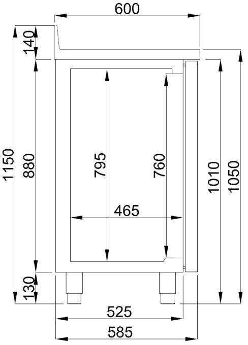 600 TABLE RÉFRIGÉRÉE 3 PORTES  AVEC TIROIR POUR CAFÉ