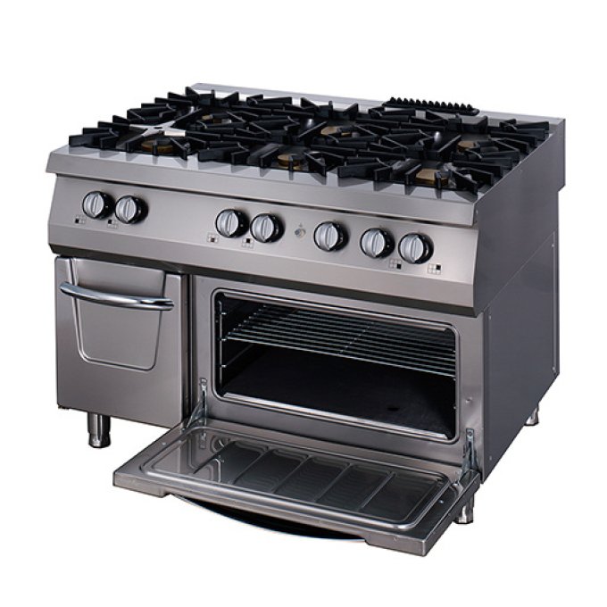 Premium cuisinière - 6 brûleurs - unité triple - profondeur 90 cm - gaz incl four électrique