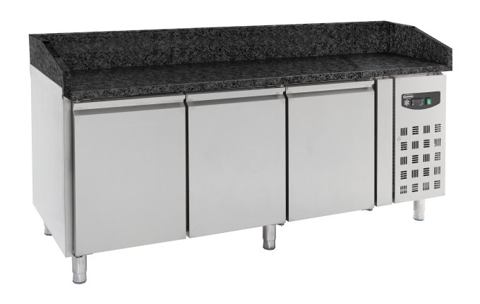 TABLE PRÉP POUR PIZZA 3 PORTES GRANIT NOIR COMBISTEEL 7950.0054