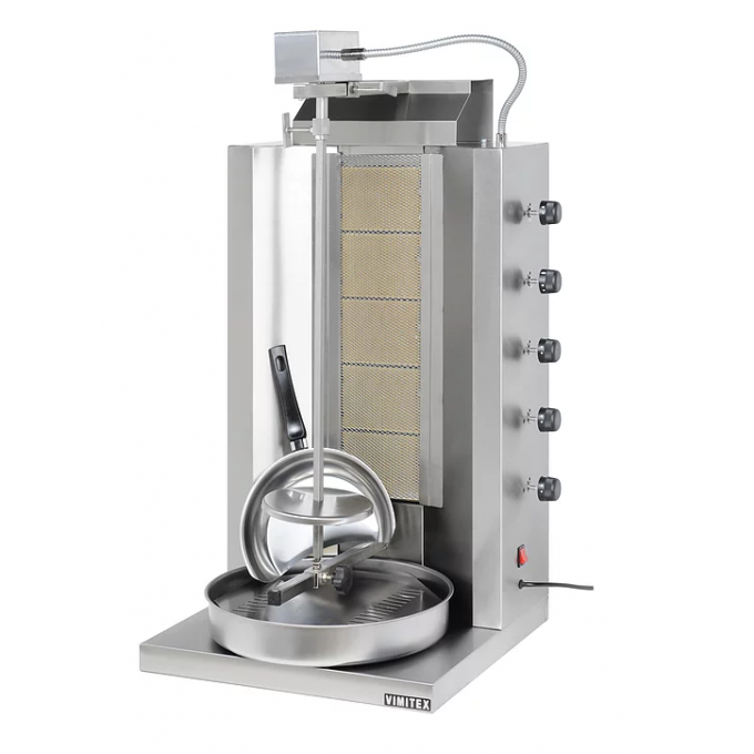 Doner Kebab Grill gaz infrarouges 5 brûleurs 60 kg VIMITEX 905 