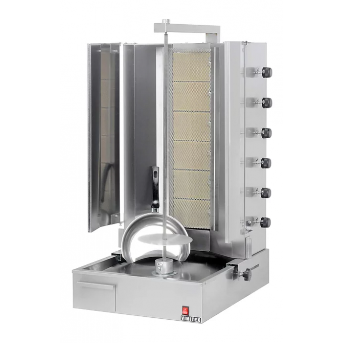 Doner Kebab Grill gaz infrarouges 6 brûleurs 80/100 kg VIMITEX 906B 