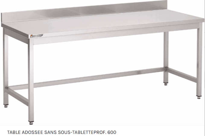 Table adossée inox AISI 430 FABRINOX