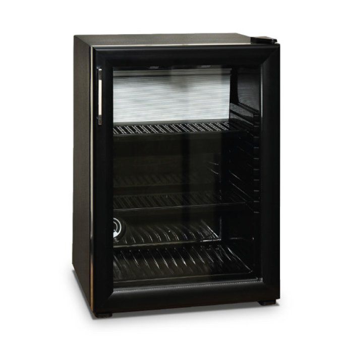 Minibar avec 2 étagères et porte en verre, noir, +4°/+14°C, 45 litres VIRTUS BBZ0015