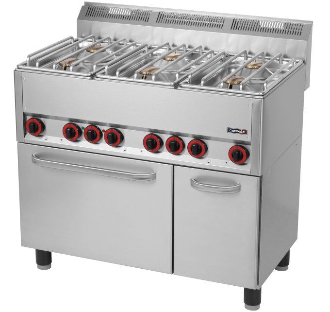 Fourneau gaz 6 feux avec four électrique ventilé GN 1/1 99