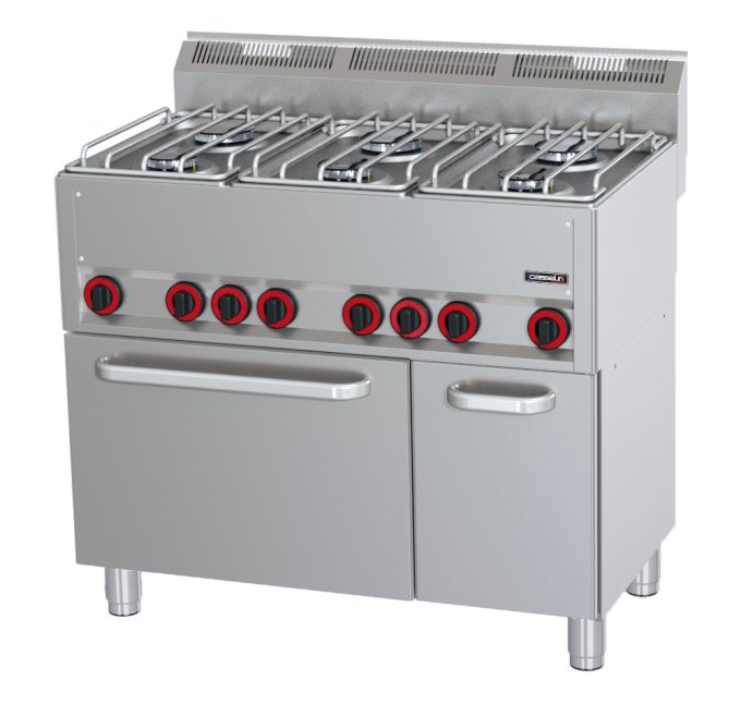 Fourneau gaz 6 feux avec four électrique ventilé GN 1/1 P 99