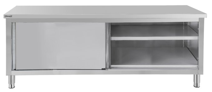 Table de travail Inox 600 + portes coulissantes 1000 mm CASSELIN C6TTPC100