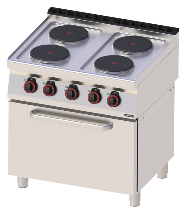 Fourneau électrique 4 feux avec four électrique ventilé GN 1/1 80