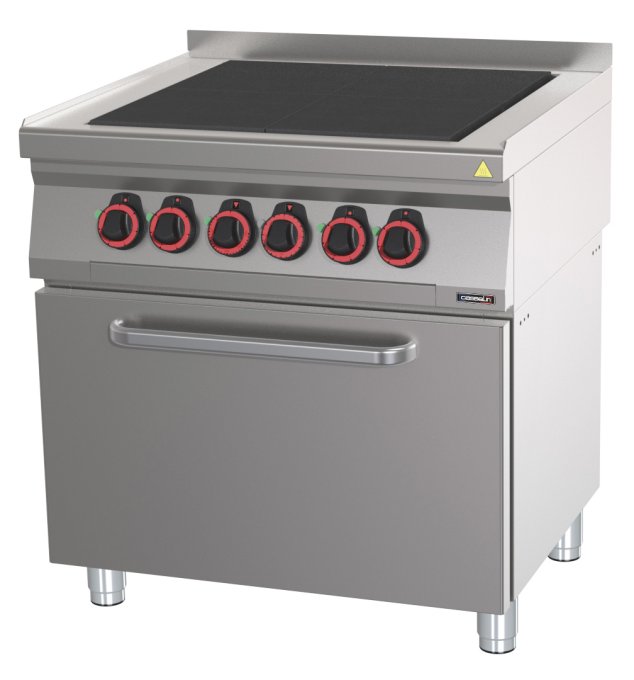 Fourneau électrique 4 plaques coup de feu avec four électrique statique GN 2/1 80