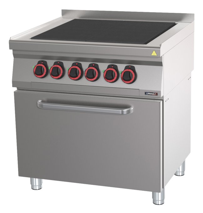 Fourneau électrique 4 plaques coup de feu avec four électrique ventilé GN 1/1 80