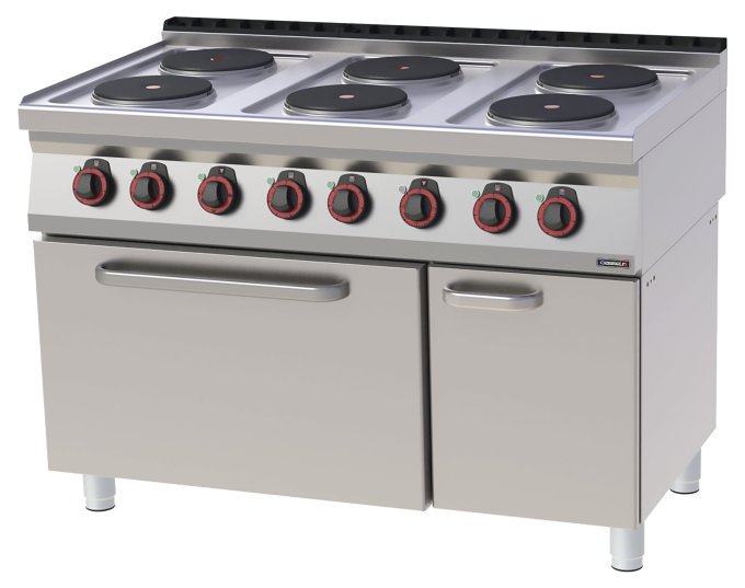 Fourneau électrique 6 feux avec four électrique statique GN 2/1 120