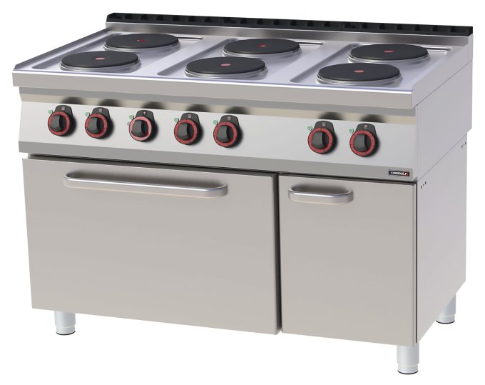 Fourneau électrique 6 feux avec four électrique ventilé GN 1/1 120