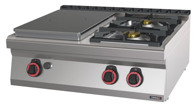 Fourneau gaz à poser 2 feux + 1 plaque coup de feu 80