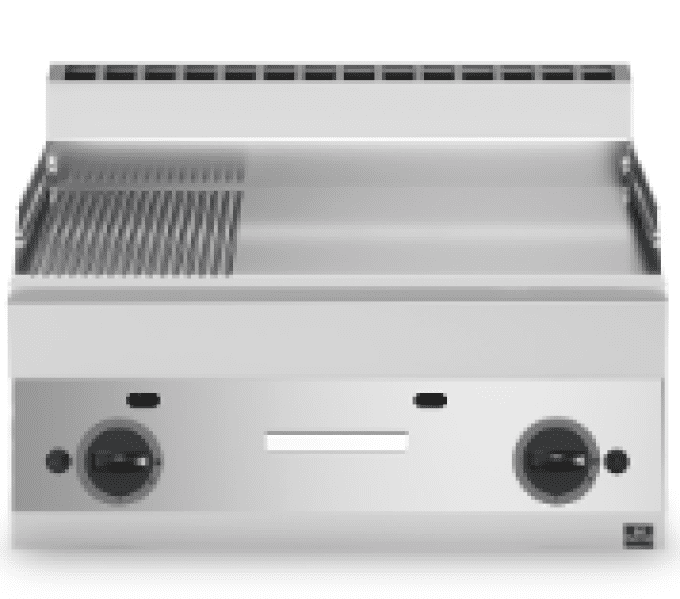 Plaque grillades gaz 1/3 rainurée et 2/3 lisse VIRTUS MS657FTRGT