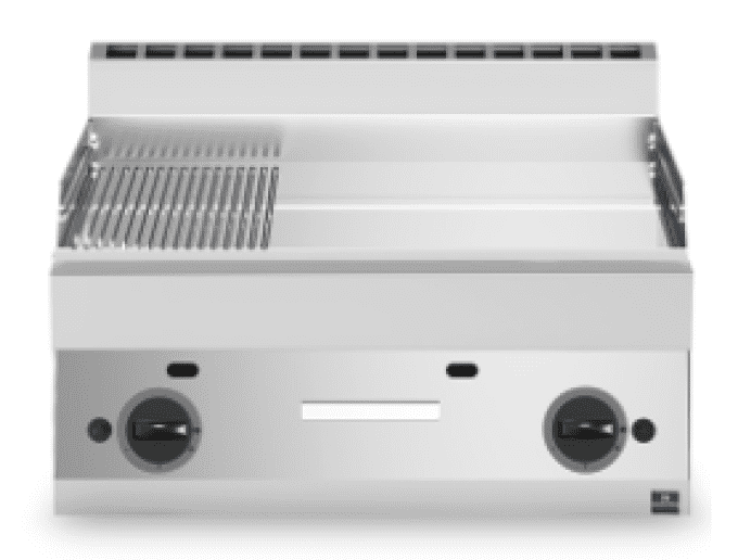 Plaque grillades gaz chromée 1/3 rainurée et 2/3 lisse VIRTUS MS657FTRGCRT