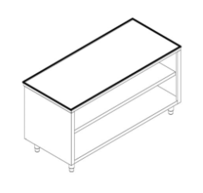 Table armoire neutre, ouverte, sans dosseret, 700x600 mm