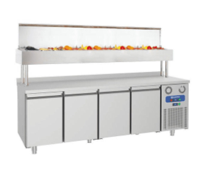 Table réfrigérée GN 4 portes+ vitrine réfrigérée 12x GN 1/3 VIRTUS CCZ0102