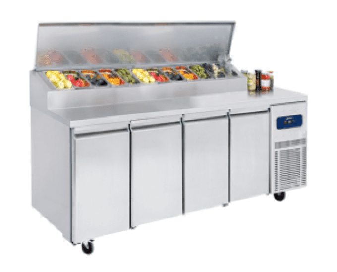 Table réfrigérée 4 portes GN 1/1, 9x GN 1/3 -2°/+8°C VIRTUS CCZ0029/F