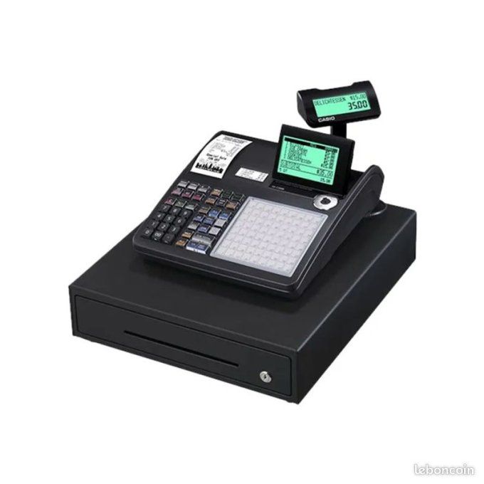 Caisse enregistreuse CASIO SE-C3500, couleur argent/noir, écran LCD avec rétroéclairage