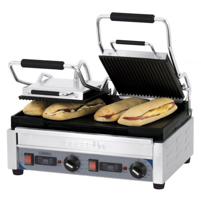 Grill Panini double premium rainurée lisse CASSELIN CGP2RLPT