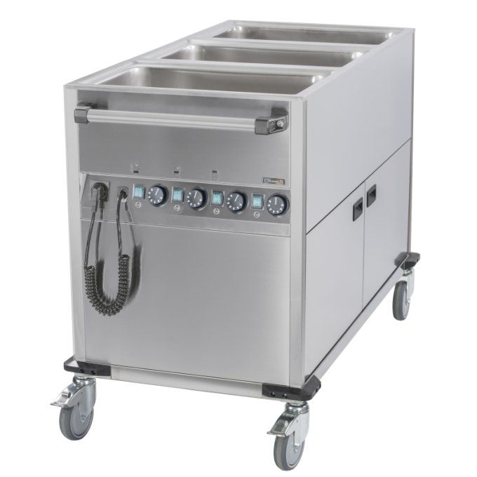 Chariot bain-marie à eau 3 x GN1/1 soubassement chauffage vertical CASSELIN CCBM3CV