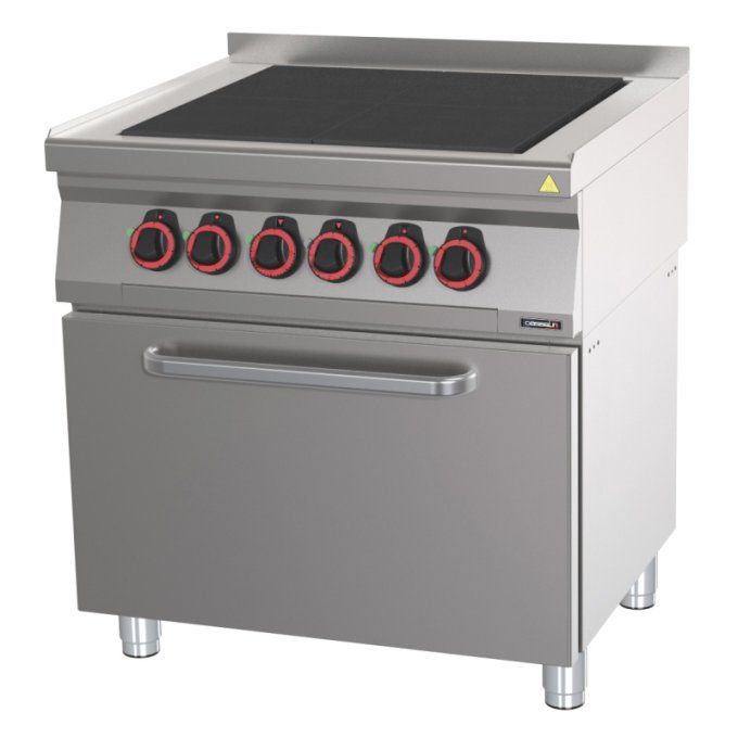 Fourneau électrique 4 plaques coup de feu avec four électrique statique GN 2/1 8CASSELIN C7FOE4PFS80