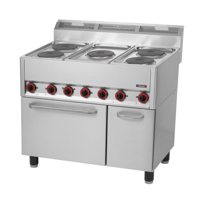 Fourneau électrique 5 feux avec four électrique ventilé GN 1/1 99 CASSELIN  C6FOE5FFEV99