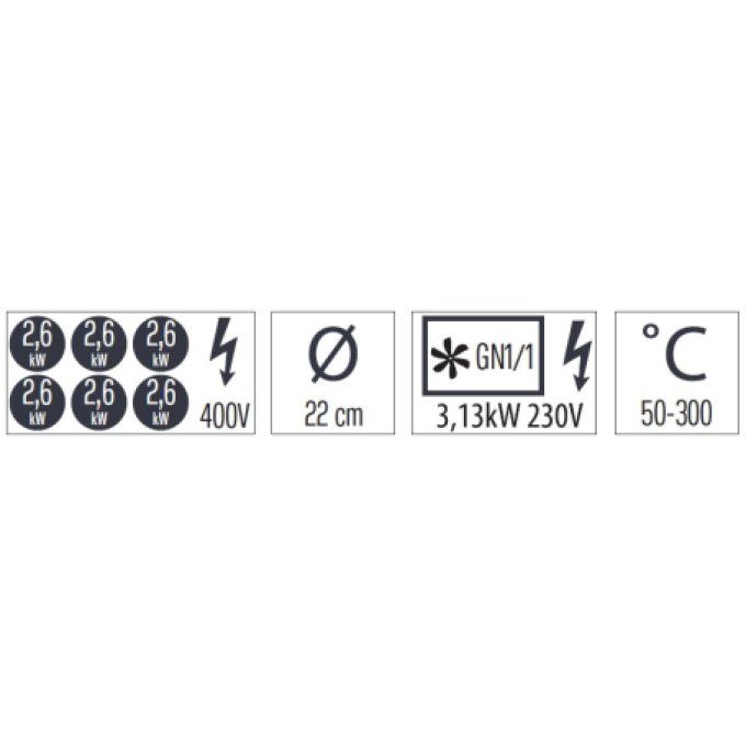 Fourneau électrique 6 feux avec four électrique ventilé GN 1/1 120 CASSELIN C7FOE6FFV120