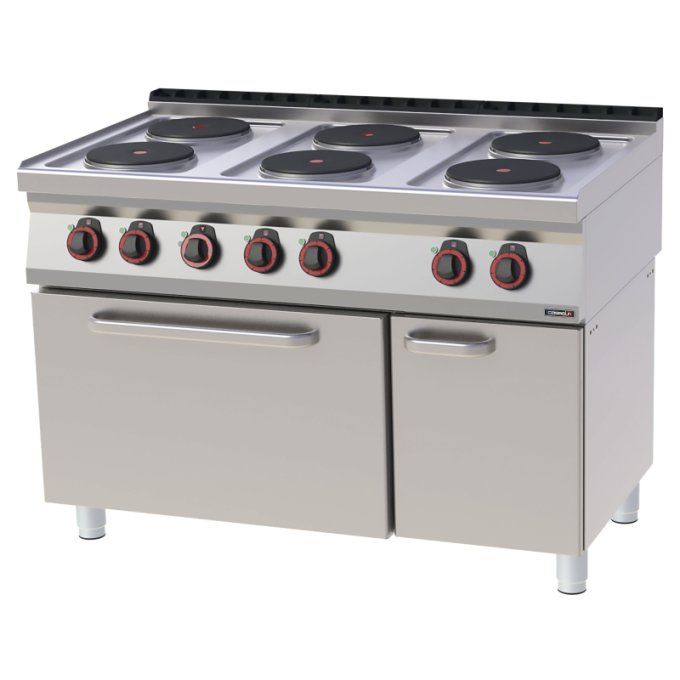Fourneau électrique 6 feux avec four électrique ventilé GN 1/1 120 CASSELIN C7FOE6FFV120