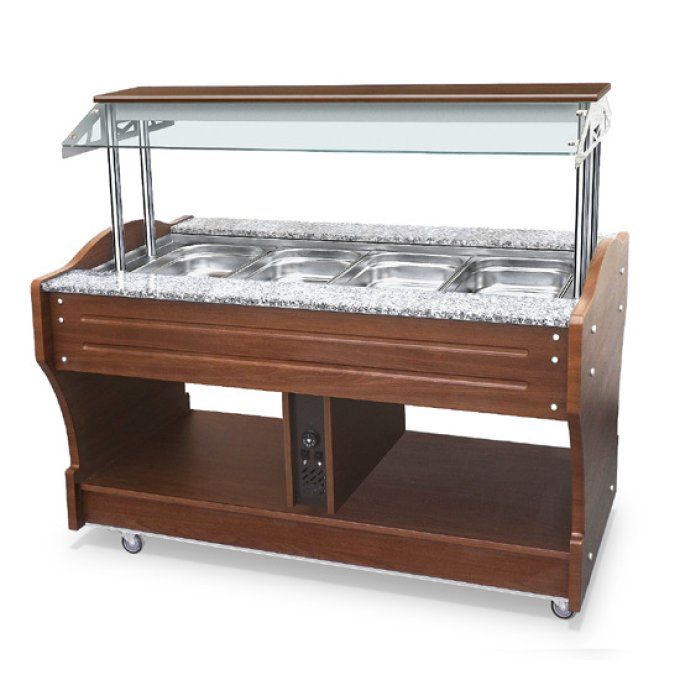 buffet bain-marie à île, 4x GN 1/1, h=150 mm, VIRTUS IEA0002/I