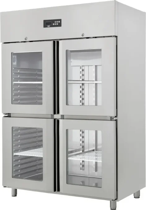 Armoire réfrigérée inox 4 demi-portes vitrées 1410 l négative AFI Collin Lucy OZ1400P-4PV